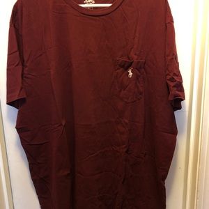 Maroon V-Neck Casual Ralph Lauren T with pocket